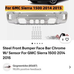 Steel Front Bumper Face Bar Chrome W/ Sensor For GMC Sierra 1(contact info removed) 2015