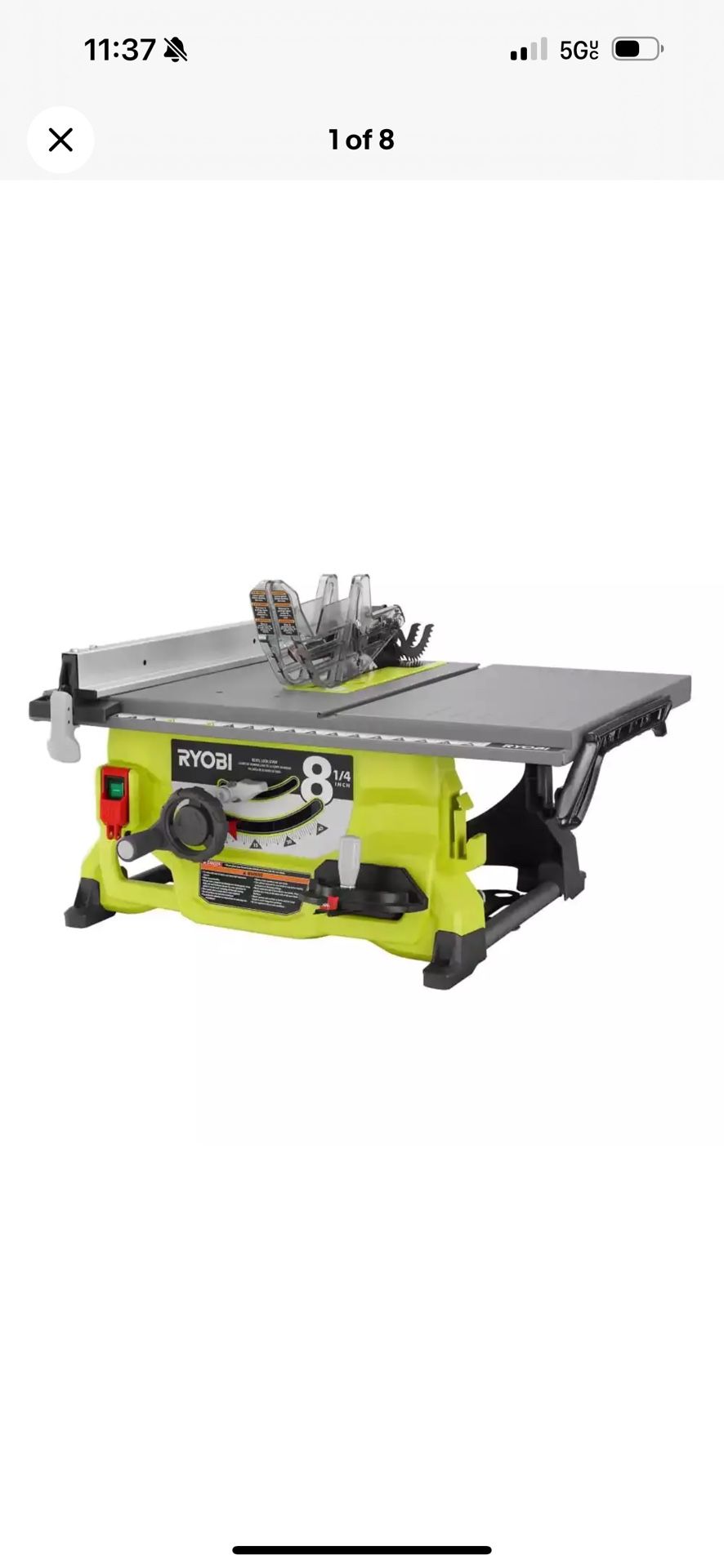 Ryobi Portable Compact Heavy Duty Table Saw 13Amp 8-1/4In DIY Projects Work Shop