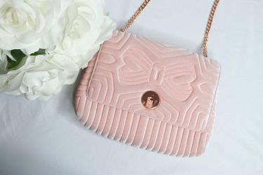 Ted Baker Leather Crossbody Purse Pink W/ Rose gold Chain Strap