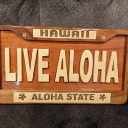 Live Aloha Hawaii Wood License Plate Man Cave Sign Wall Art Decoration