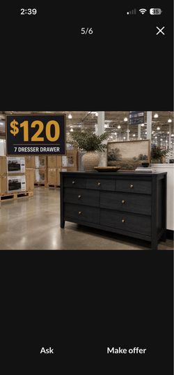 7 Drawer Dresser for Bedroom, 47" Farmhouse Wood Chest of Drawers with Accent Beveled Panels