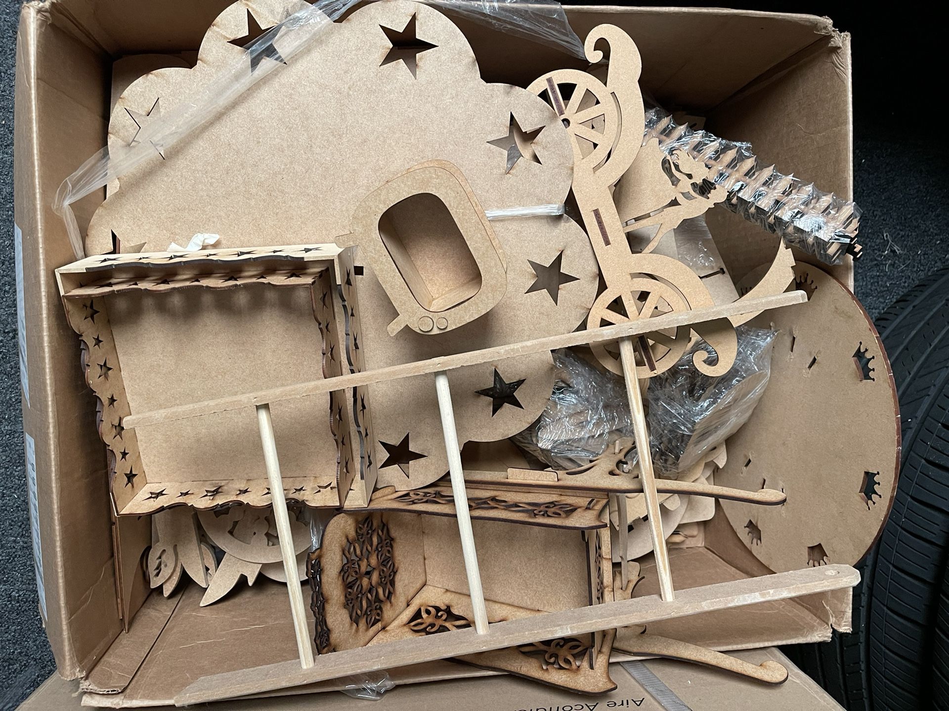 2 Boxes Of MDF Items for Party Decoration 