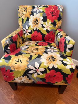 Retro  Arm Chair Large  Print  Flower red , yellow multi