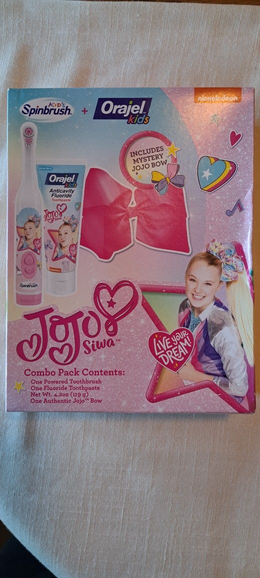 JOJO Siwa Toothbrush(powered), Toothpaste And JOJO Bow Combo Set