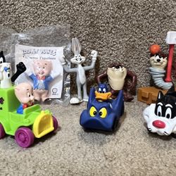 Looney Tunes Warner Bros lot of 8 pvc figure Bugs Porky Daffy Taz shell vtg