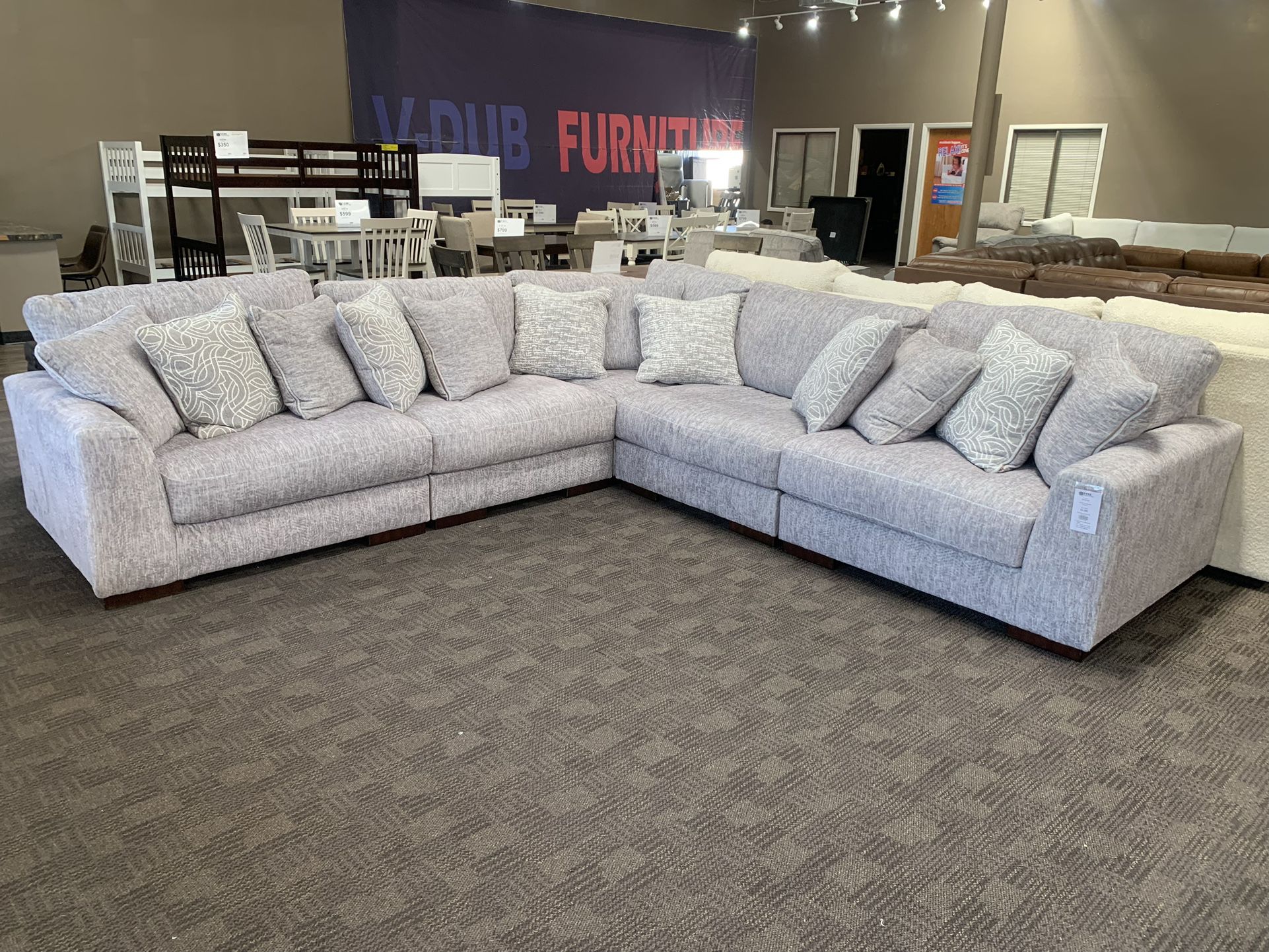 Big Grey Modular Sectional Couch 