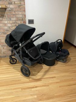 Uppababy Vista V2 Double Stroller With Bassinet And Car Seat Black