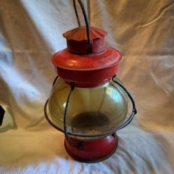 Vintage Lantern With Original Glass With Bubbles. 