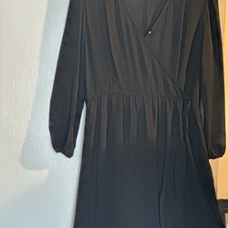 Black Sheer  Ruffle Wrap Dress