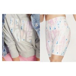 NEW Set Old Navy Loose Graphic Cropped Crew-Neck Sweatshirt XL Biker Shorts XXL