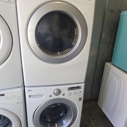 LG Front Load Washer And Stackable Gas Dryer Set 