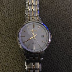 Seiko Essentials Solar Two-tone Stainless Steel Mens Watch Model SNE508