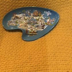 Retro Rare Disneyland 50th Anniversary Trinket Candy Change Dish Artist Shag Teal Boomerang shape  Make offer