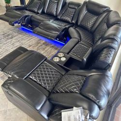 Black Leather Reclining Sectional, Sofa, Loveseat, Recliner Fast Delivery I’m Jon Green, Wayne’s Home Sales Representative🌟