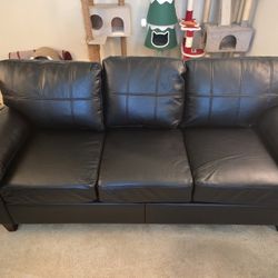 Black Faux Leather Sofa