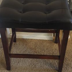 Wood Faux Leather Stool