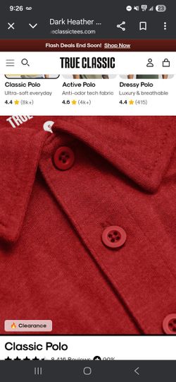 True Classic Mens Polo Style Tshirt Red 2xl 320 Shirts Available
