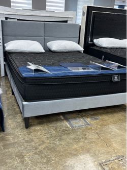 BRAND NEW QUEEN SIZE GRAY BED FRAME WITH NEW MATTRESS/FAST DELIVERY
