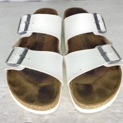 Birkenstock Arizona White Birko-Flor Hard Footbed Slide Women’s Size 39