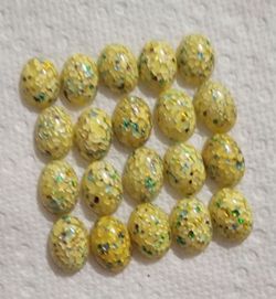 Yellow Glitter Resin Cabochons Lot of 20