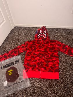 Bape red camo sweater