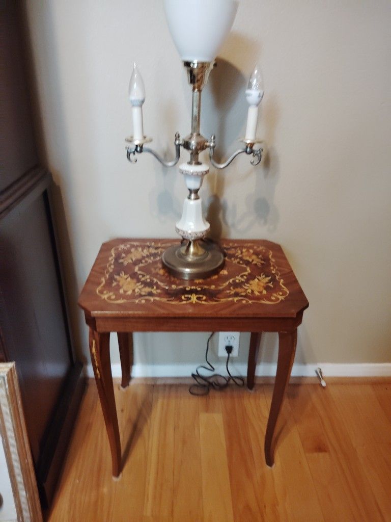 Antique Table & Lamp