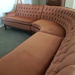Vintage 1960s Velvet Sectional Sofa