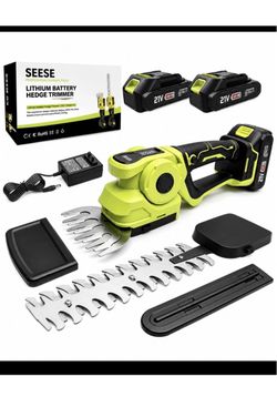 SEESE Cordless 2 In 1 Grass Shear Shrub Trimmer Handheld Electric Hedge Trimmer