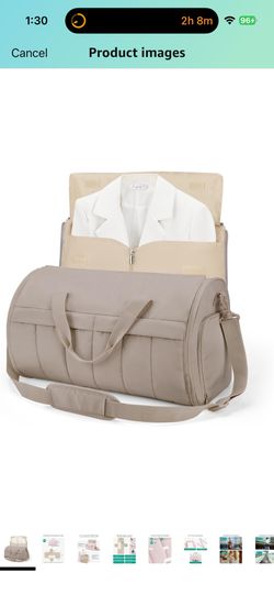 BLACK or BEIGE cream Khaki BAGSMART Garment Duffel Bag, Convertible 2-in-1 Puffy Water-Resistant Carry-On with Shoe Compartment, Khaki