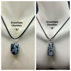 Snowflake Obsidian Genuine Stone Pendant Necklace