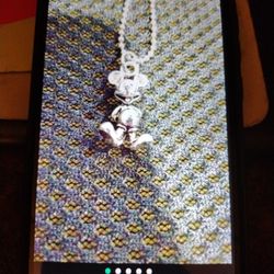 Vtg Sterling Silver Mickey Mouse Charm On Chain