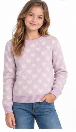 Vince Camuto Girls Lavender Heart Knit Sweater Size 10