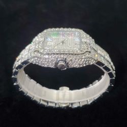 Moissanite Diamond Watch – Rainbow Roman Numerals – Certified