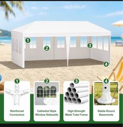 10 ft. x 20 ft. White Wedding Party Canopy Tent Outdoor Gazebo with Removable Sidewalls