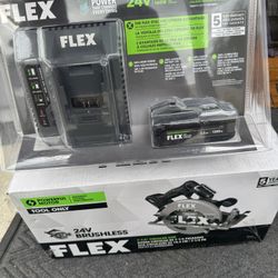 New flex 24-volt 7-1/4-in Brushless Cordless Circular saw and 3.5 Ah battery and charger 
