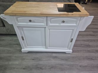 Brand new Just assembled// kitchen cart island counter top with 2 drawers and sliding doors