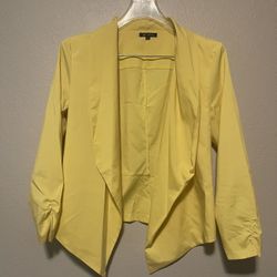 Michel, Women’s Yellow 3/4 Sleeve Open Front  Blazer, Size L