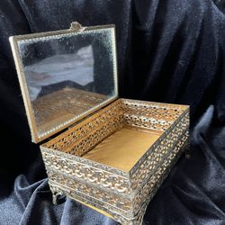 Gold Gilded Antique Jewelry Box 