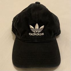 ADIDAS BLACK COTTON RELAXED STRAP-BACK HAT CAP ONE SIZE