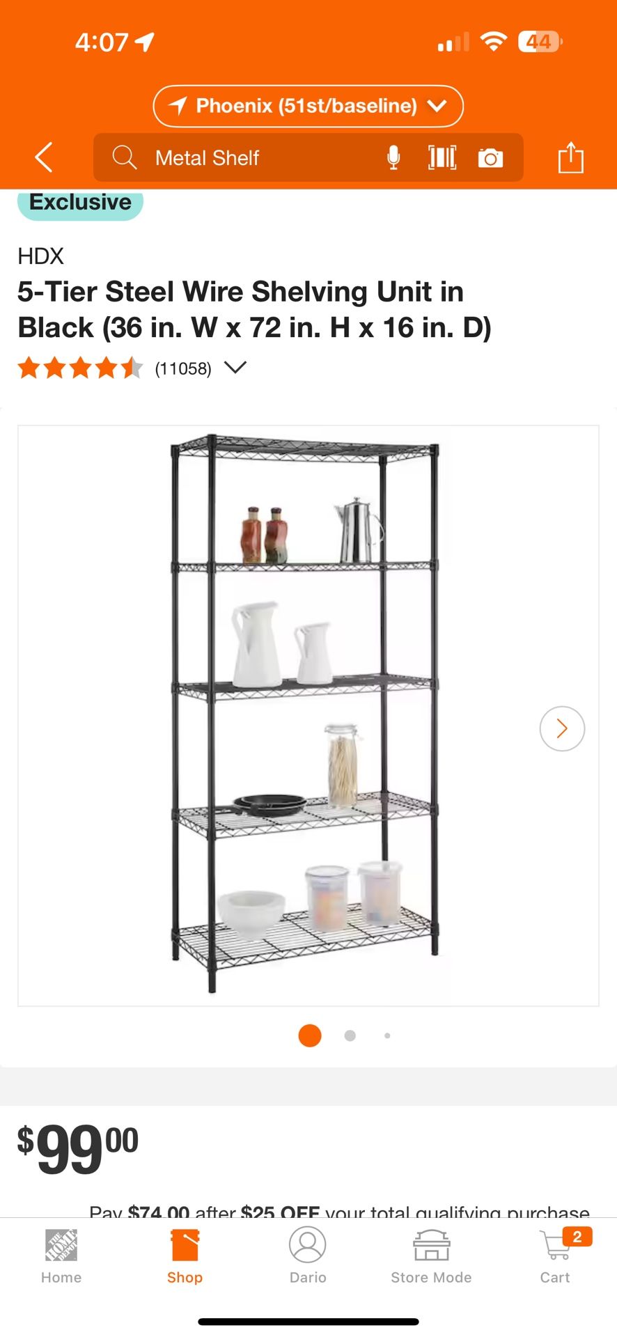 Two 5 Tier Home Depot Metal Shelves