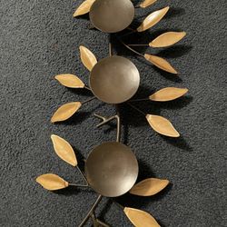 Like New Candle Holder Beautiful Golden & Brown Art Candle Holder Dimensions  2’ X1’ 