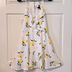 Womens Dress Lemon Printed (Strap Cross Back & Spaghetti Straps)