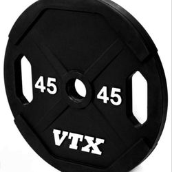 TROY BARBELL & FITNESS/VTX 45 LB PAIR URETHANE OLYMPIC PLATES FACTORY REBATE FREE FEDEX USA SHIPPING 