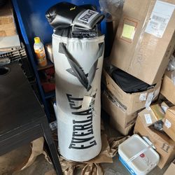 Everlast Elite 2 Nevatear 80lb Heavy Bag With Everlast Adult boxing gloves