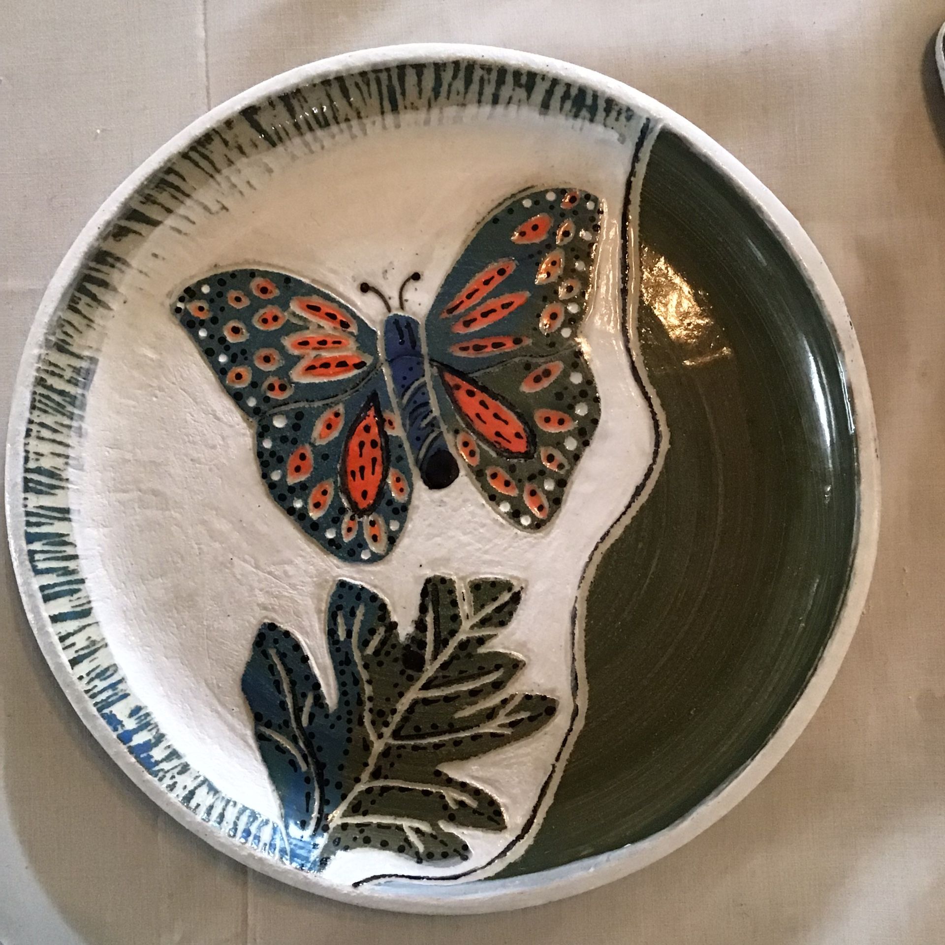 California Pottery Handmade Butterfly Plate