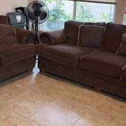 Brown Sofa and Loveseat Set