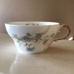 Vintage Haviland Limoges France Pink & Blue Floral Porcelain Teacup, France