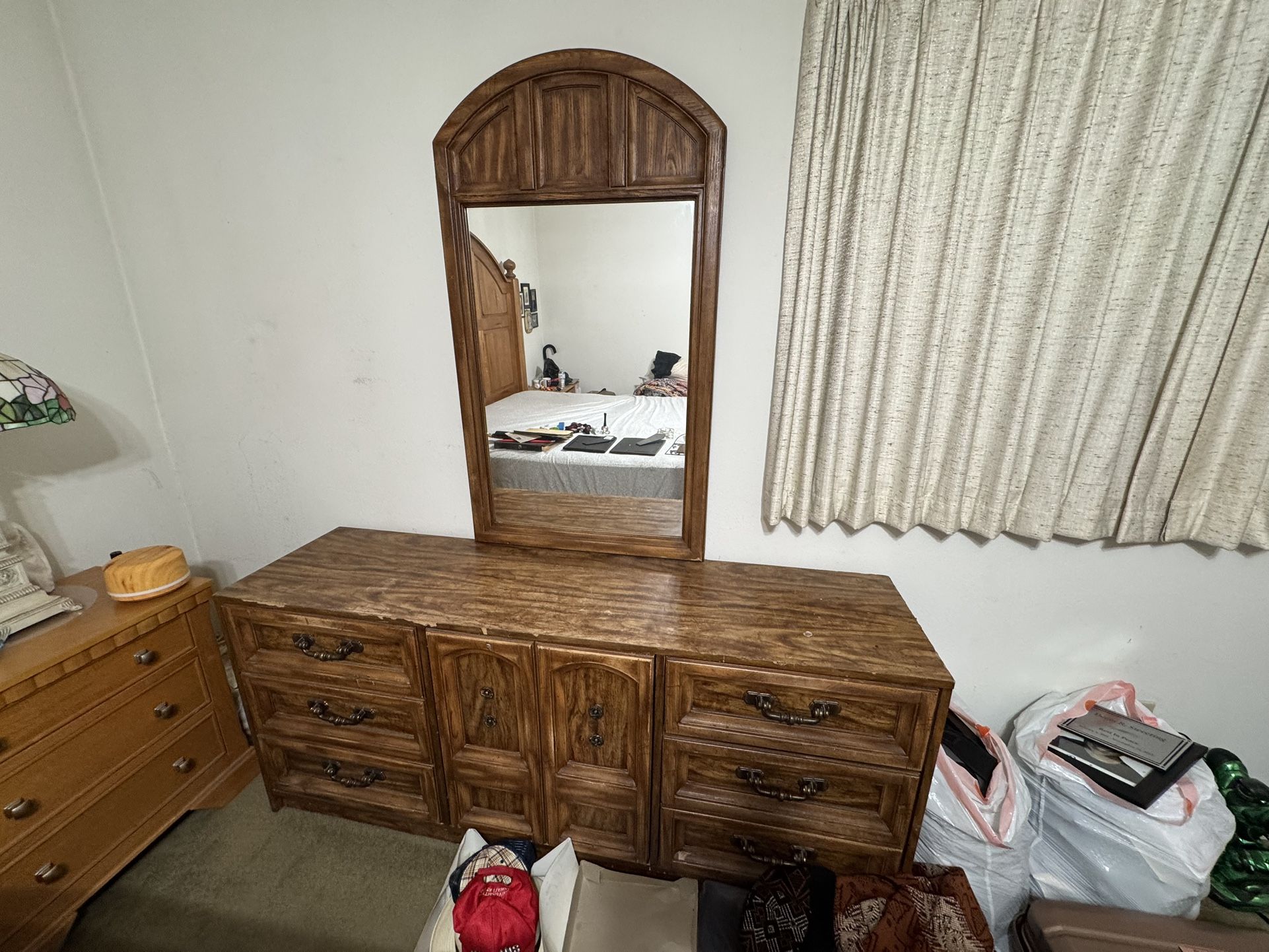 Wooden Dresser With Mirror/Vanity