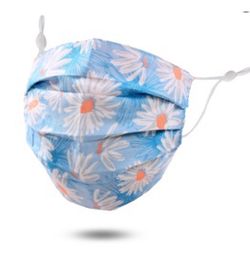 Blue with Flowers Face Fun. Washable/Reusable