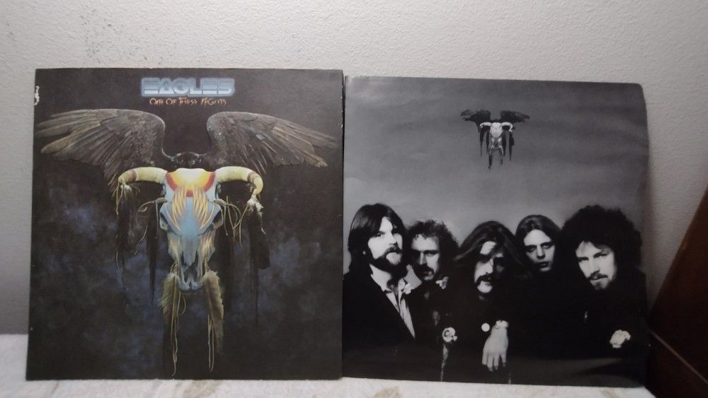 The Eagles One of These Nights 1975 vinyl 7E-1039 Lp opens top Embossed Cover